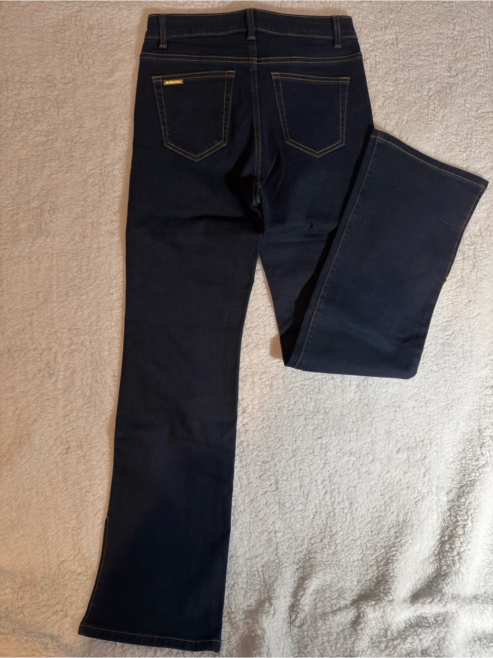 Michael Kors Dark Navy Flare Jeans with Gold Hardware - Picture 5 of 6